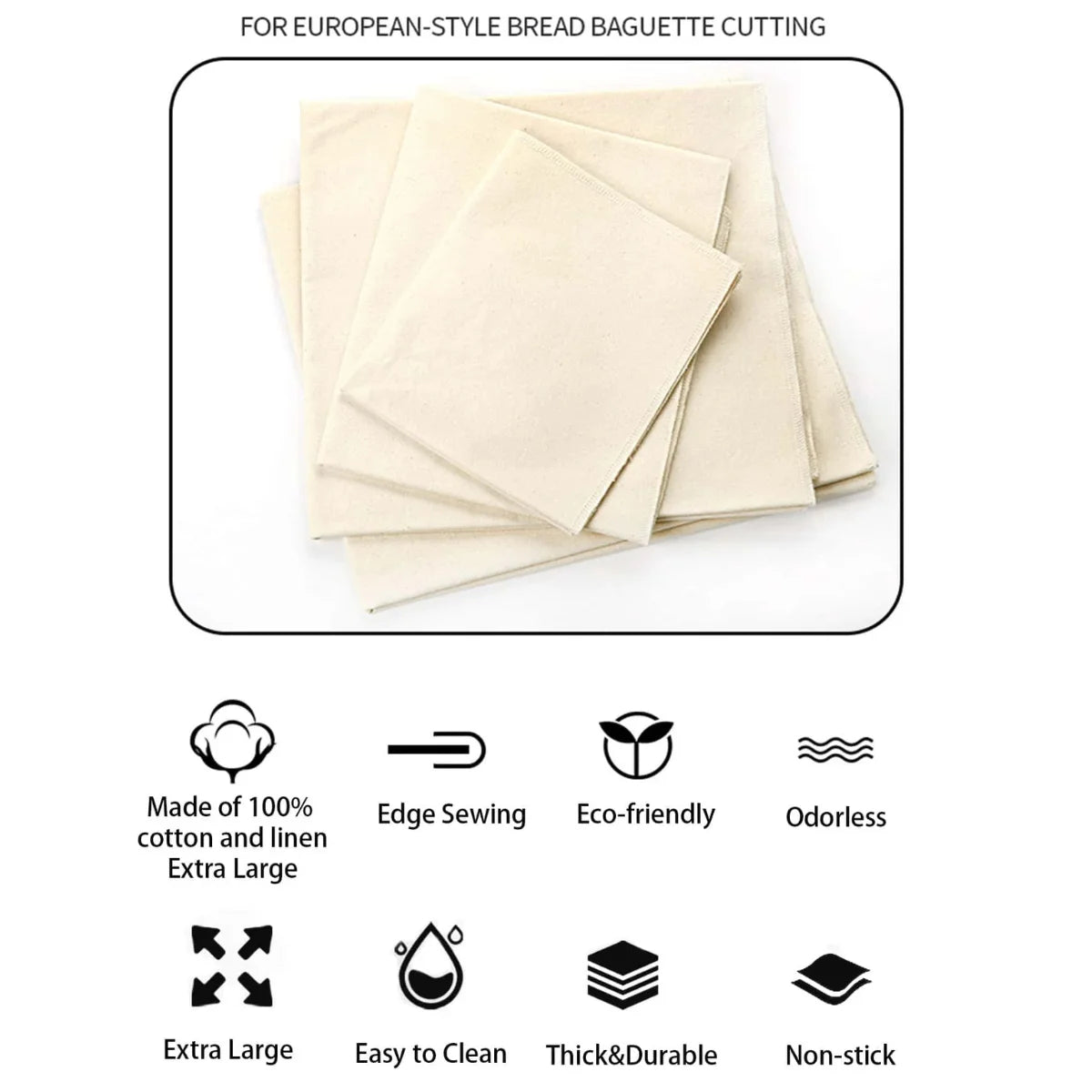 Natural Cotton Dough Proofing Cloth – Reusable Baker's Couche Dough Proofing Cloth Axl