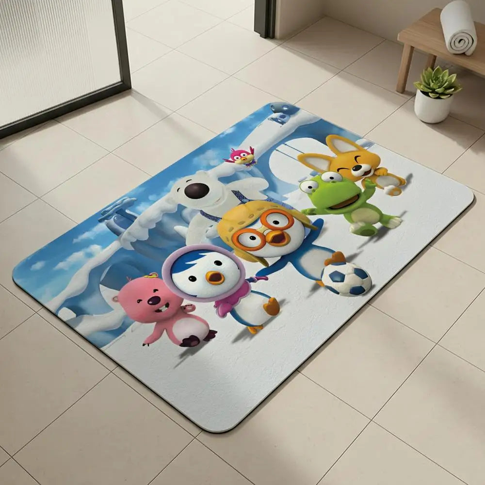 Pororo Penguin Diatomite Bath Mat – Quick Dry & Non-Slip Diatomite Bath Mat Axl White4 30x45cm