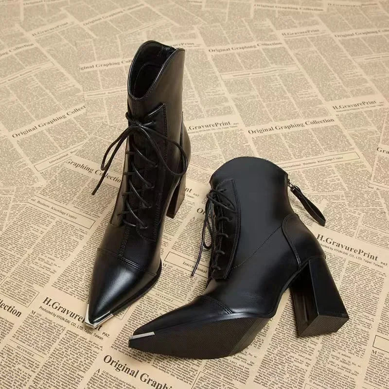 Women's 8cm High Heel Pointed Toe Chelsea Ankle Boots High Heel Ankle Boots Axl