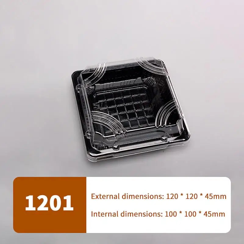 10 Pcs Disposable Sushi Boxes with Lids – PET Takeaway Pack Disposable Food Containers Axl 1201 Black