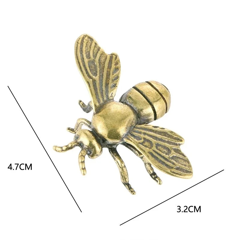 Solid Brass Honeybee Figurine – Miniature Tea Pet Desk Ornament Brass Figurine Axl