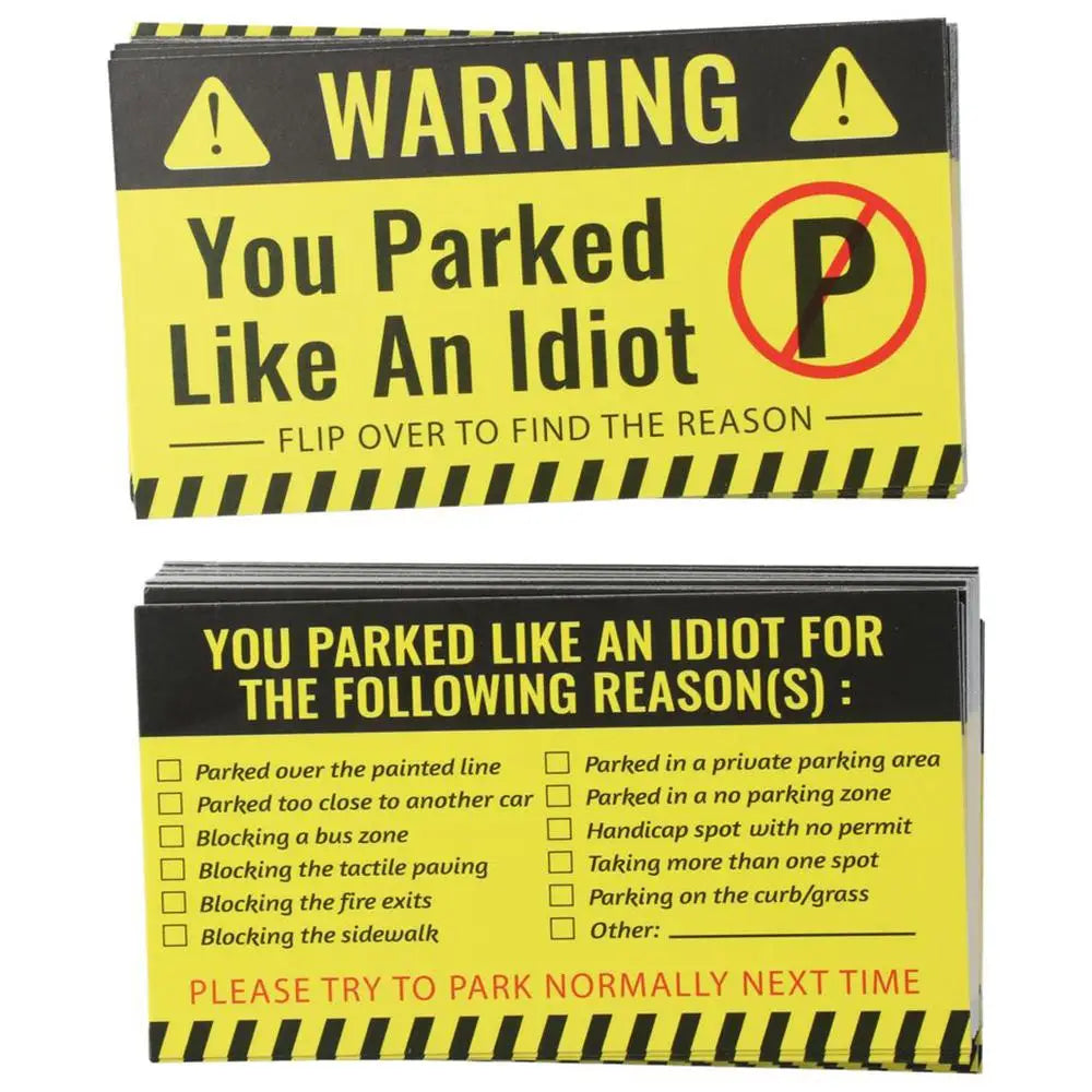 100 Funny Bad Parking Cards – Multi-Violation Notice Pack Novelty Parking Cards Axl