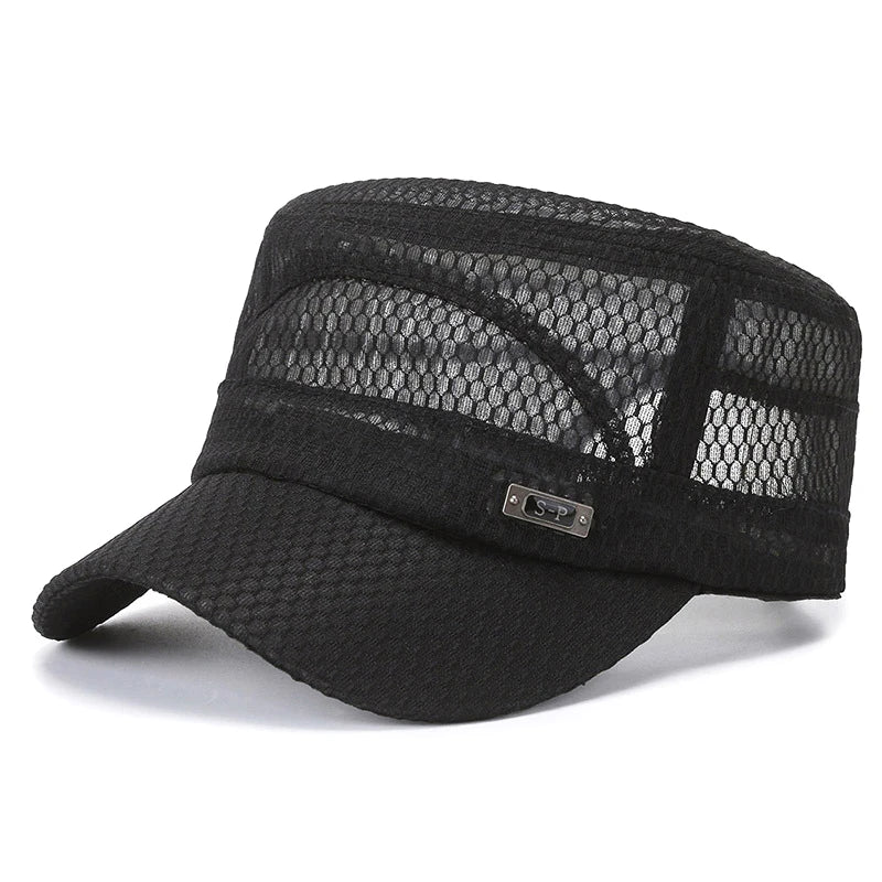 Men's Mesh Snapback Cap – Flat Top Breathable Trucker Hat Snapback Trucker Hat Axl