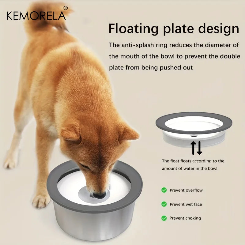 KEMORELA Anti-Spill Dog Water Bowl – Floating Disk Design Pet Water Bowl Axl