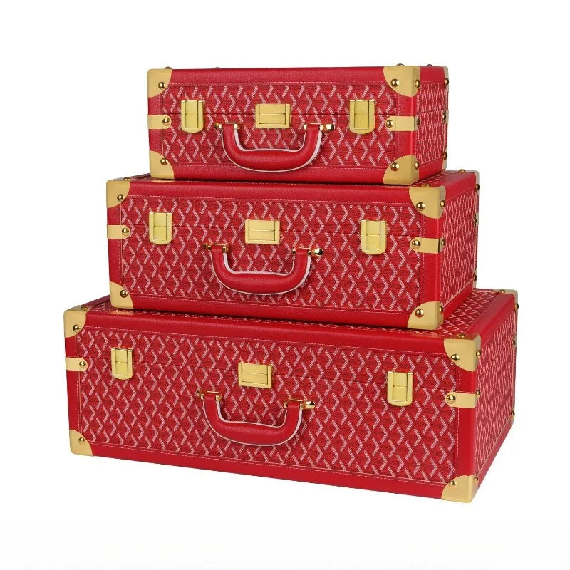 Retro Leather Storage Box Set – S/M/L Lidded Home Organizer Decorative Storage Box Axl