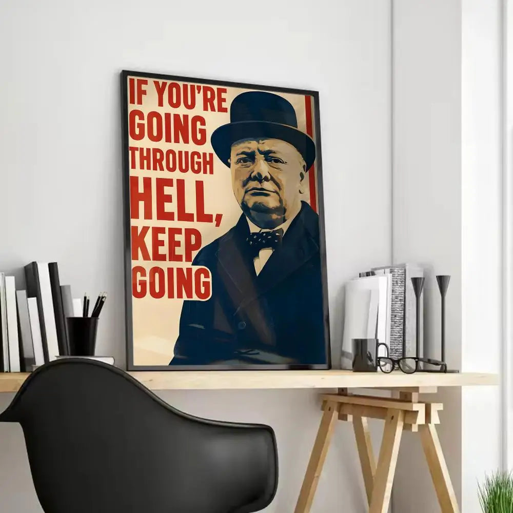 Winston Churchill Frameless Canvas Wall Art Poster | Home Décor Canvas Wall Art Axl Black3 15X20cmFrameless