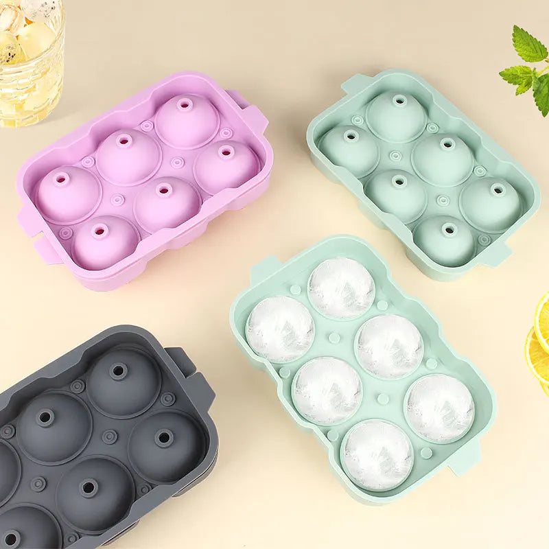 Silicone Ice Ball Mold – 6 Cavity Large Sphere Maker for Whiskey Ice Ball Mold Axl
