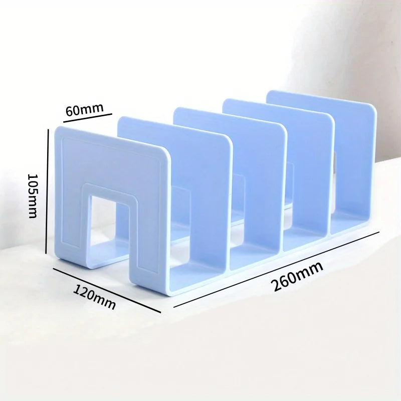4-Compartment Desktop Bookshelf – Clear Plastic Desk Organizer Desktop Book Organizer Axl