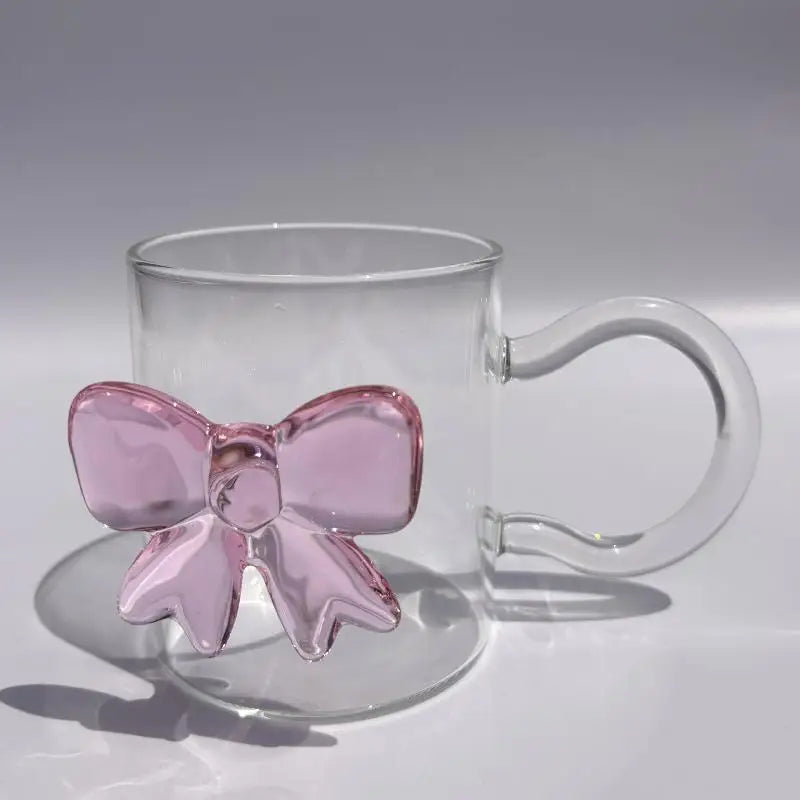 Pink Bow Glass Cup – Borosilicate Dessert & Ice Cream Bowl Decorative Glass Cup Axl 1PCS 301-400ml