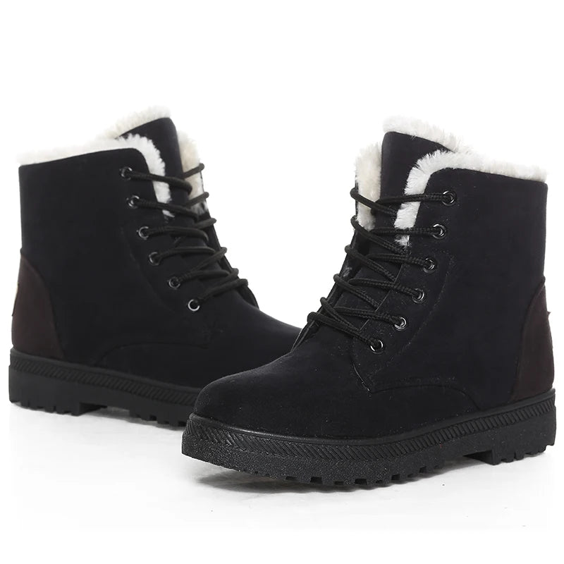Women's Fur-Lined Ankle Boots – Winter Snow Boots with Heel Women's Ankle Boots Axl