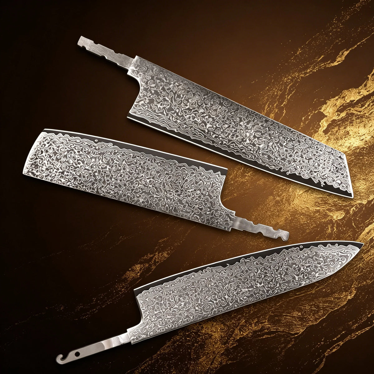 Damascus Steel Blank Blades – Knife Making Kit 1–7 Pcs Knife Making Blank Axl