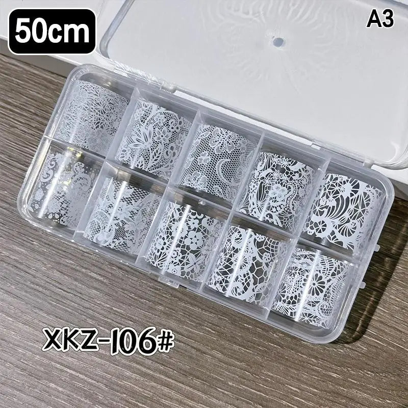 Lace Flower Nail Transfer Foils & Stickers – DIY Nail Art Nail Art Stickers Axl A3