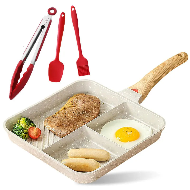 Nonstick 3-in-1 Divided Grill Pan – Square Aluminium Skillet Divided Grill Pan Axl