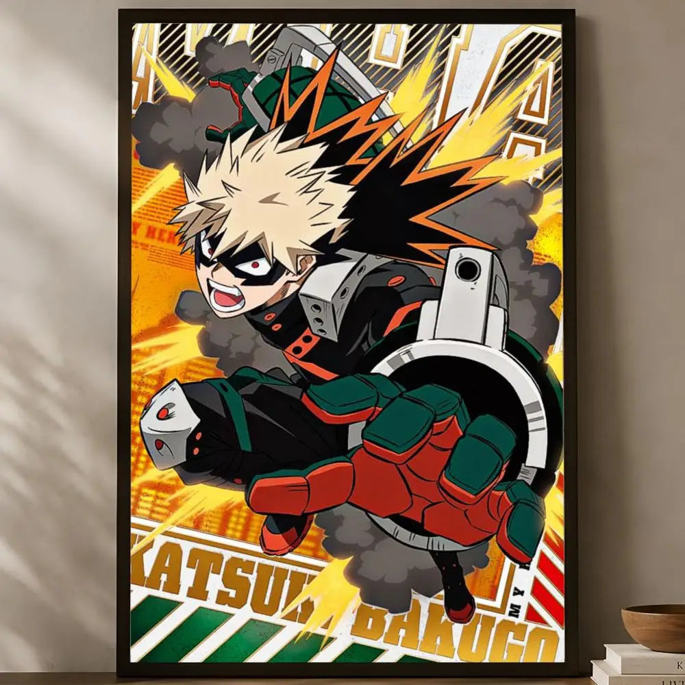 Katsuki Bakugo Self-Stick HD Anime Wall Poster – Waterproof Anime Wall Poster Axl White03 50X70cmNoframe
