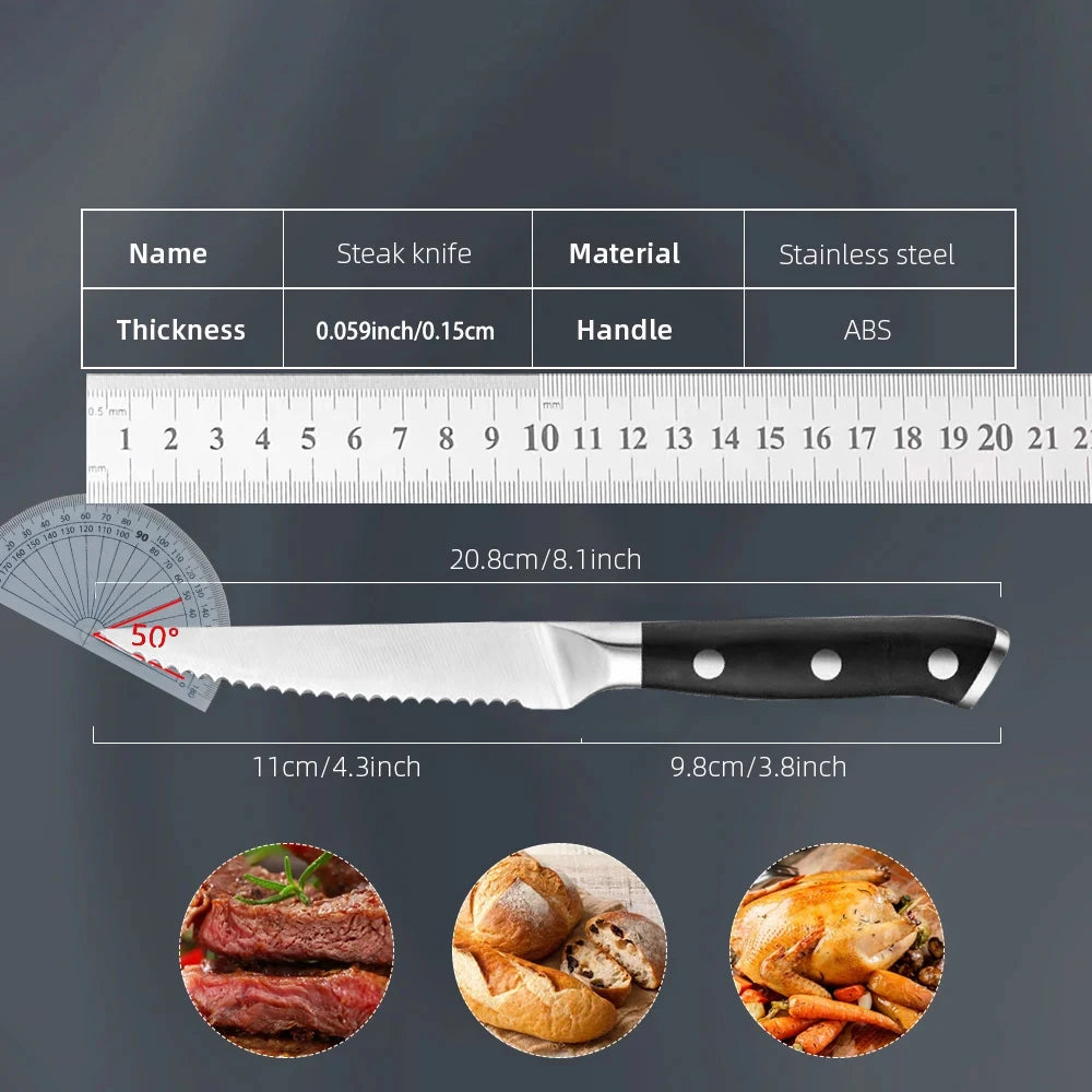 Stainless Steel Steak Knife Set – 1, 3 or 6 Piece Kitchen Knives Steak Knife Set Axl