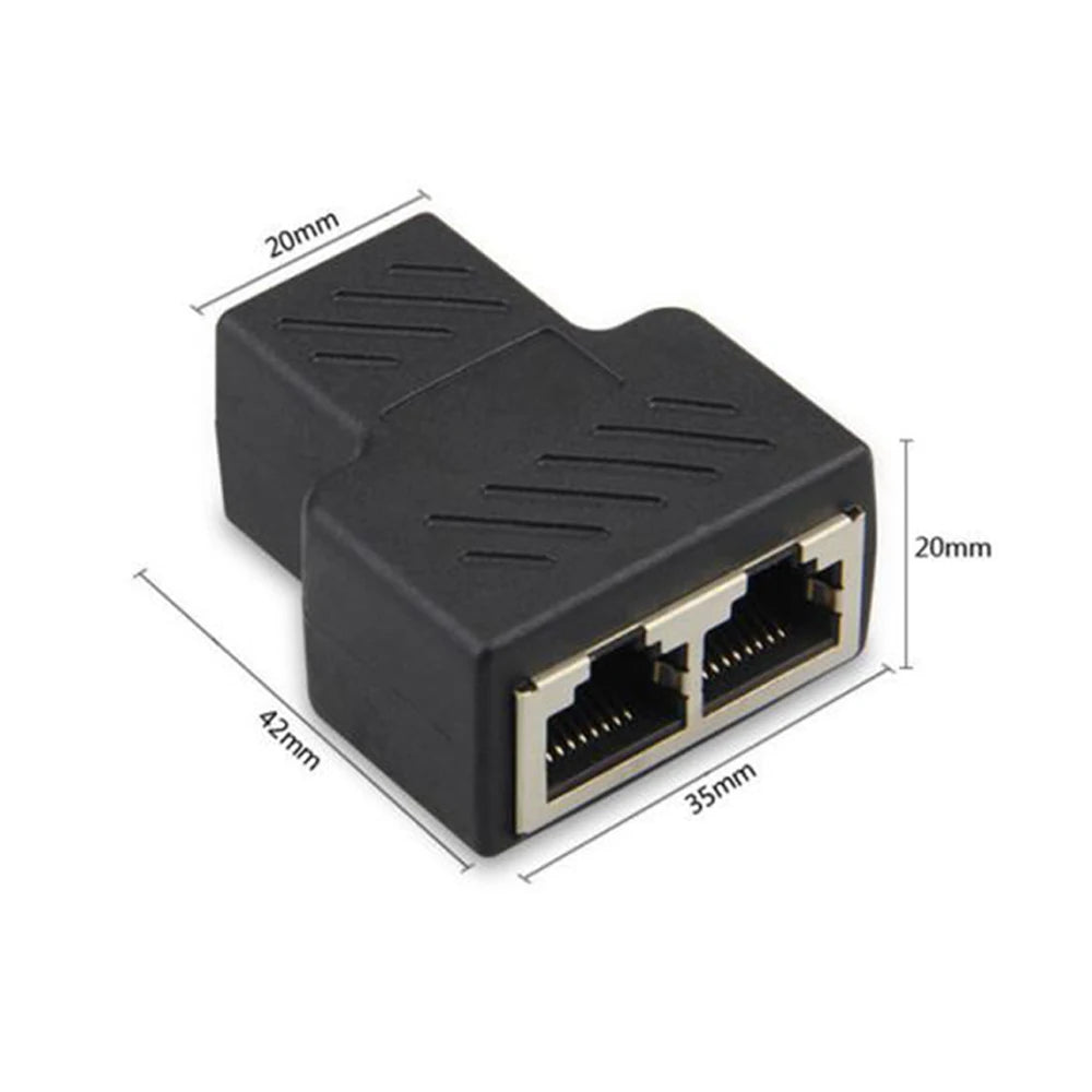 RJ45 Ethernet Splitter – 1 to 2 Way Female Network Coupler Network Coupler Adapter Axl