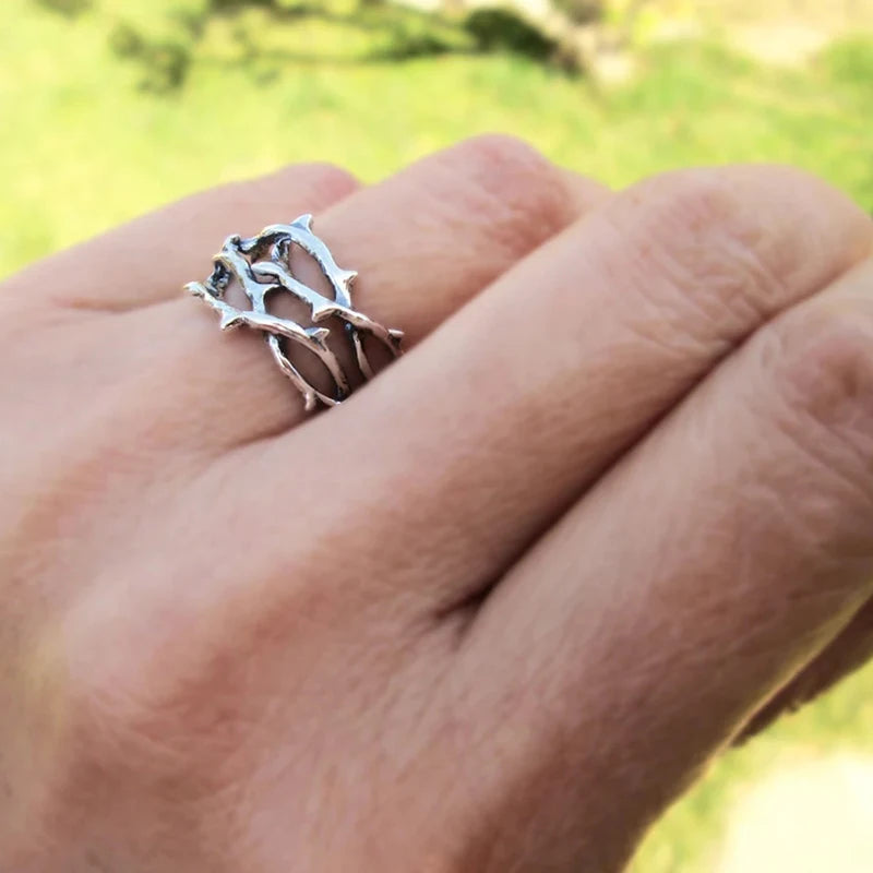 Huitan Vintage Branch Ring – Unisex Brass Retro Hip Hop Band Fashion Ring Axl