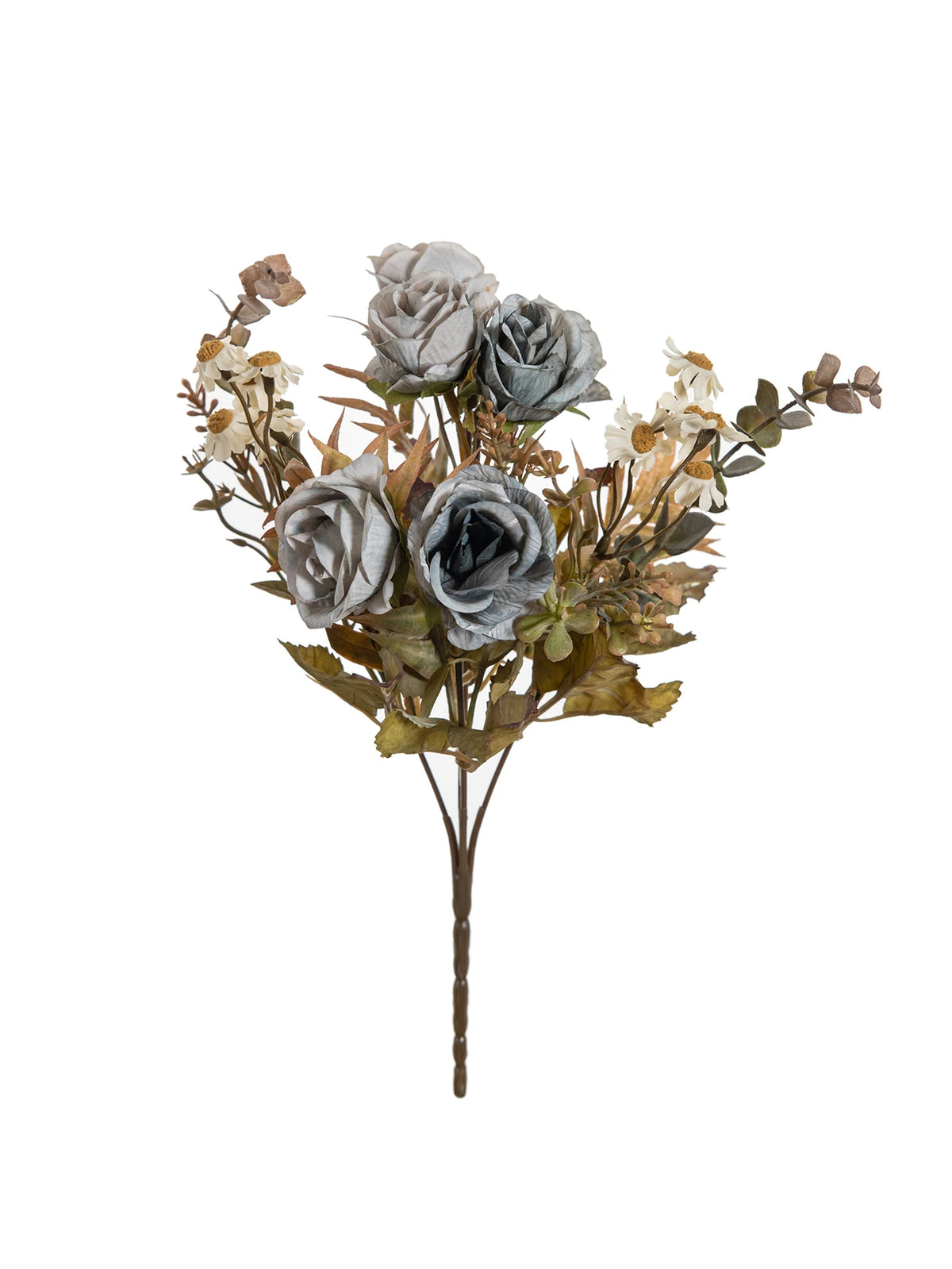 Silk Rose Artificial Flower Bouquet – Wedding & Home Decor Artificial Flower Bouquet Axl Blue 1PC
