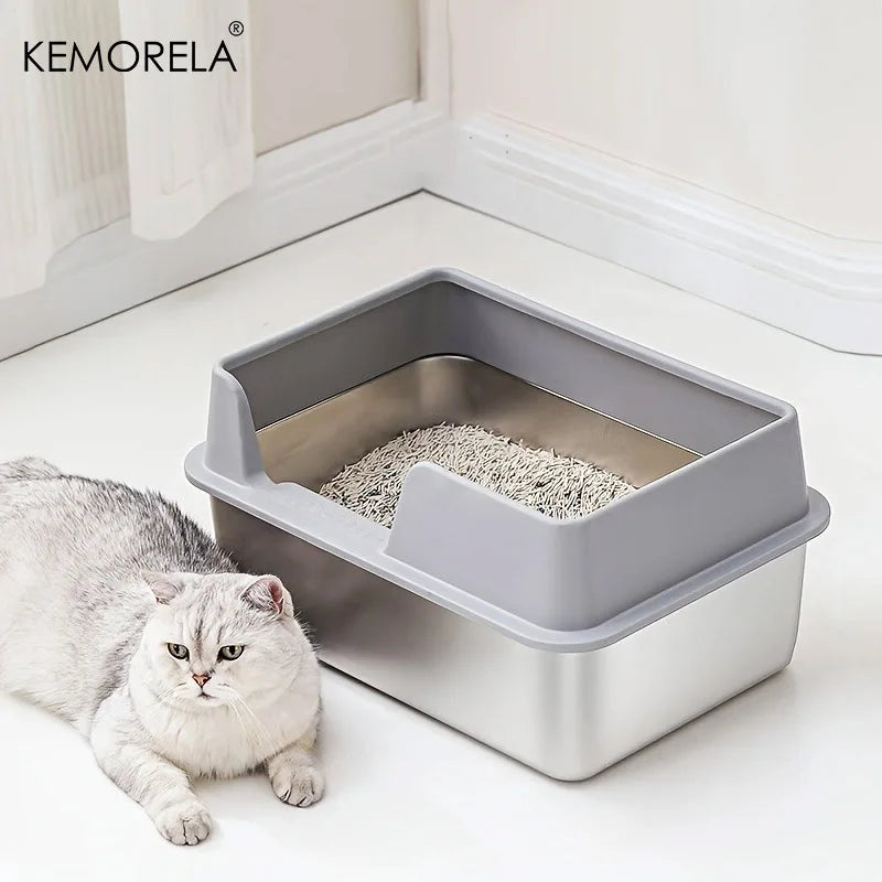 Extra Large Stainless Steel Cat Litter Box – High Wall & Lid Cat Litter Box Axl