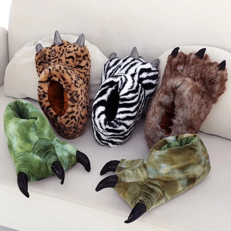 Green Lizard Claw Slippers – Unisex Novelty Furry Animal Slides Novelty Animal Slippers Axl