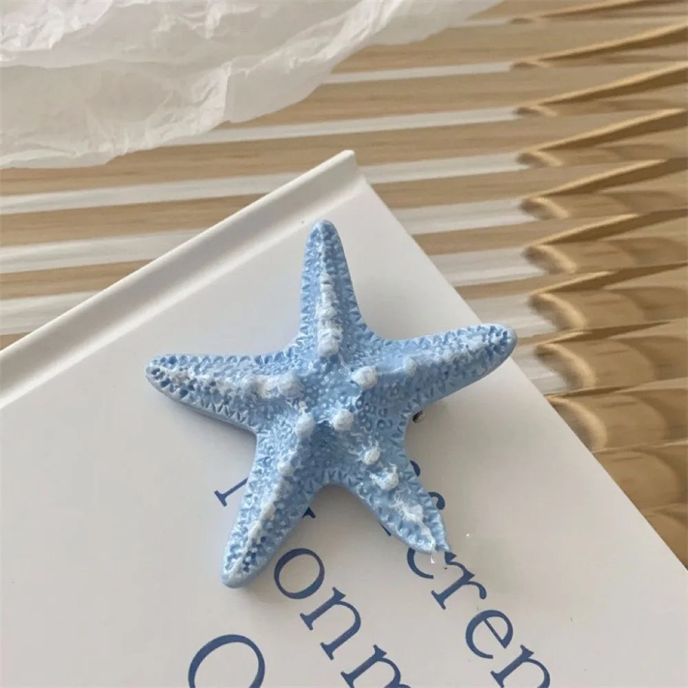 2-Pack Starfish Hair Clips – Korean Style Beach Hairpins Hair Clip Set Axl Blue