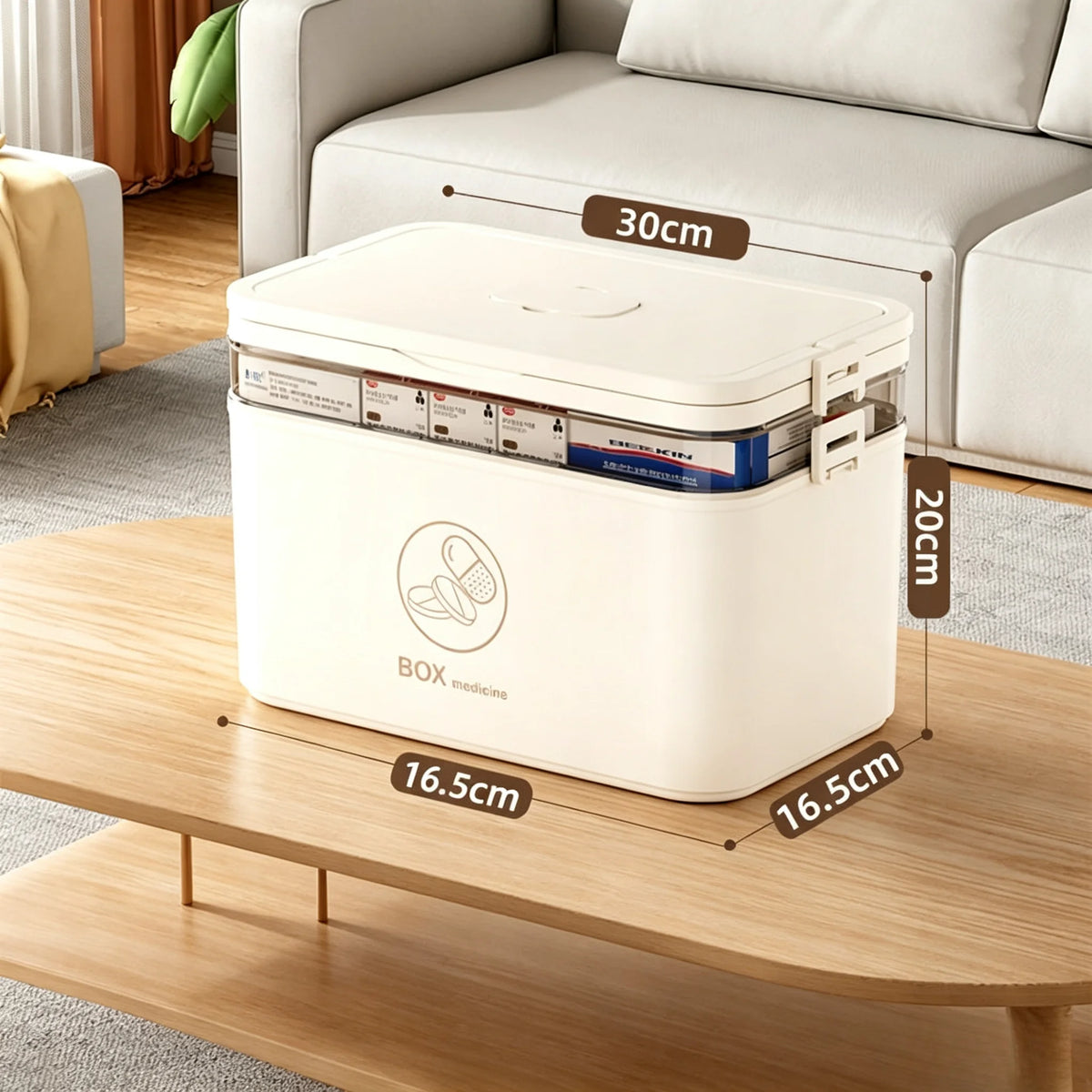 3-Tier Home Medicine Storage Box – Leak-Resistant Organizer Medicine Storage Box Axl 2-Tier Cream White As whown