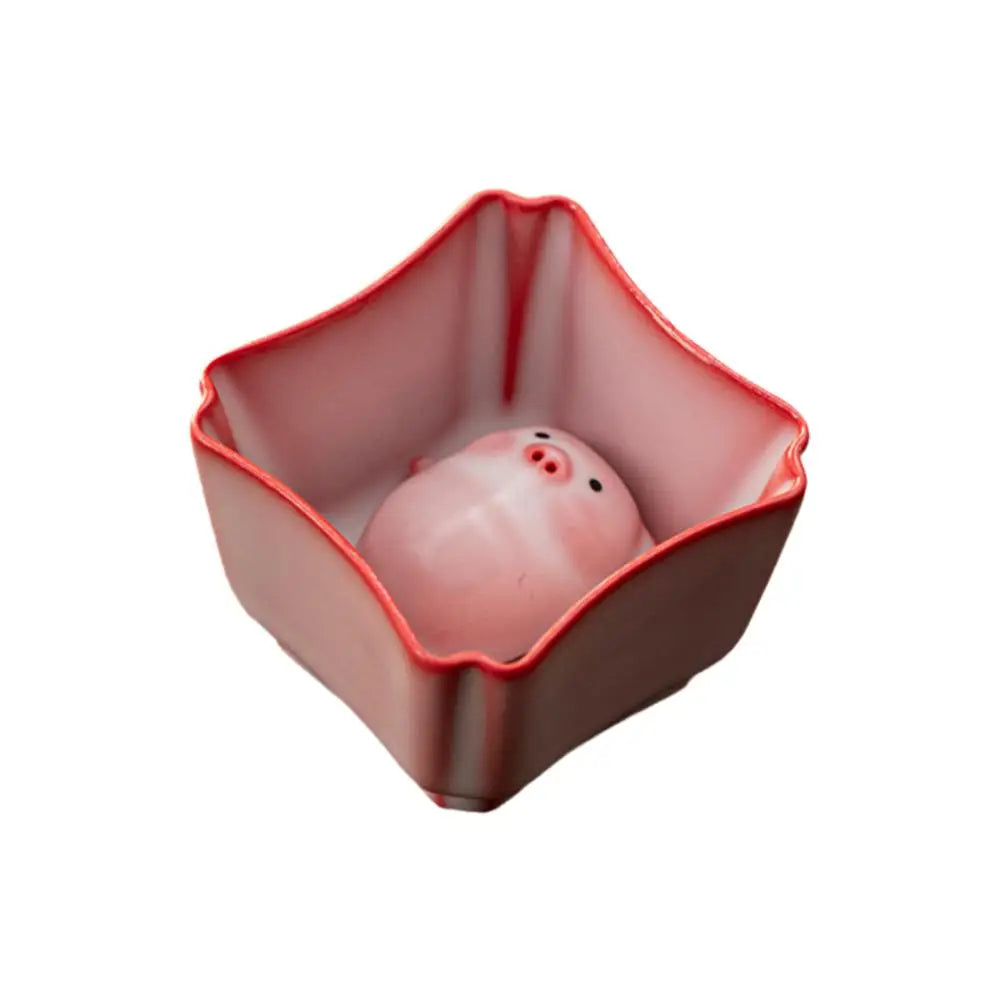 Ceramic Bubble-Blowing Pig Tea Cup Set – Fun Tea Pet Gift Novelty Tea Cup Set Axl Light Yellow