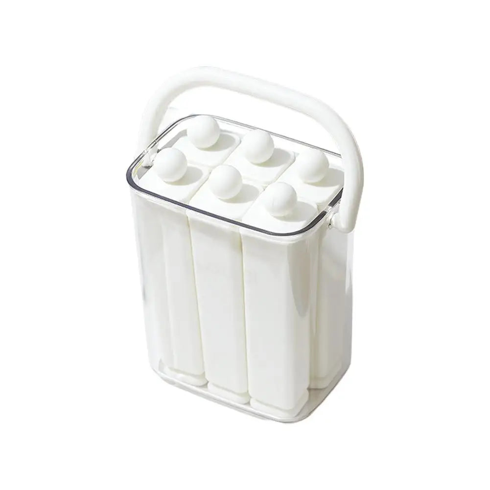 Long Silicone Ice Cube Mold with Storage Box & Handle Silicone Ice Cube Mold Axl 6C white