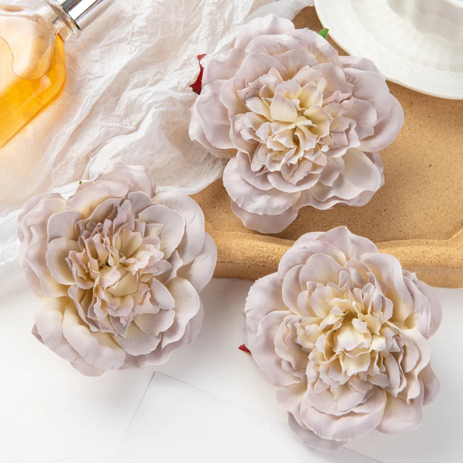 Silk Dahlia Peony Artificial Flowers 5/10 Pcs – Wedding Decor Artificial Flowers Axl Light Grey 5pieces