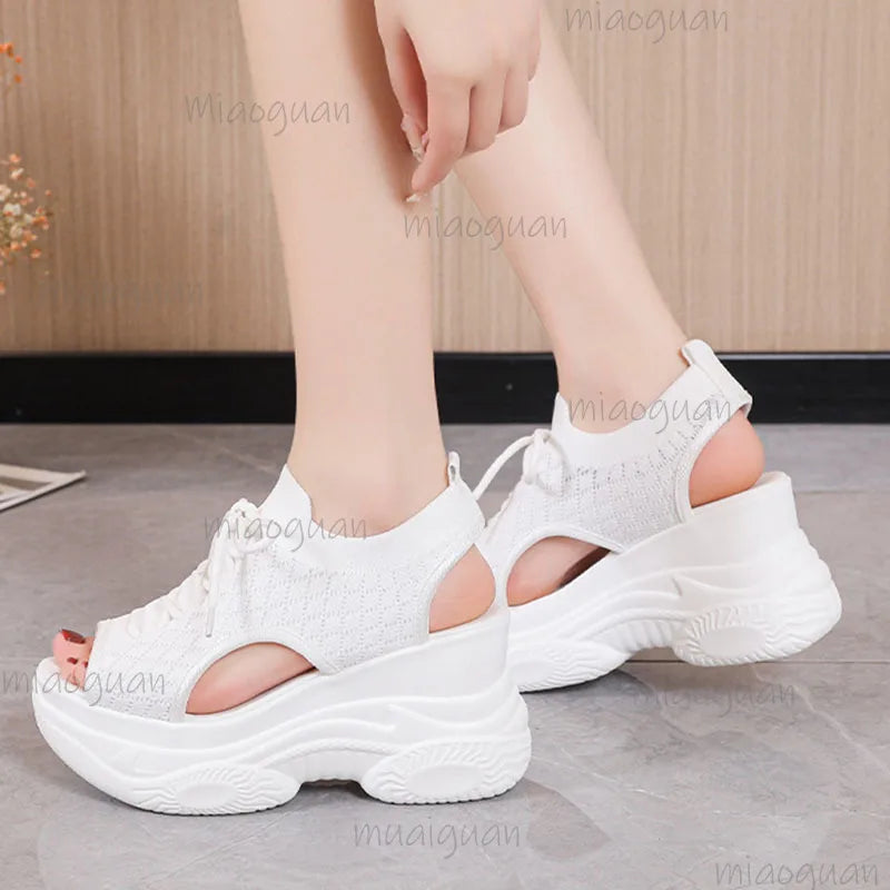 Women's Lace-Up Wedge Sandals – Round Toe Roman Summer Wedge Sandals Axl