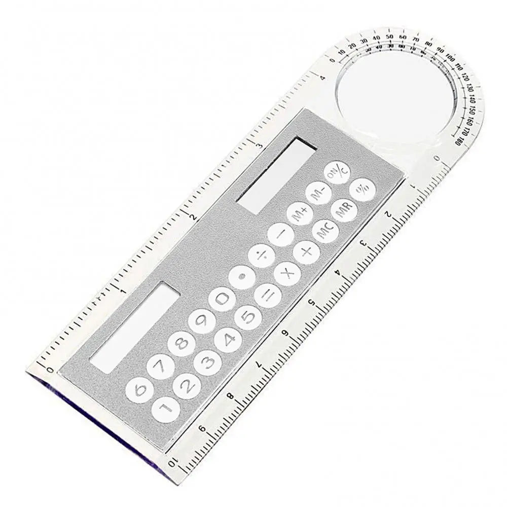 Solar Ruler Calculator with Magnifier – Transparent 13cm Ruler Calculator Axl white