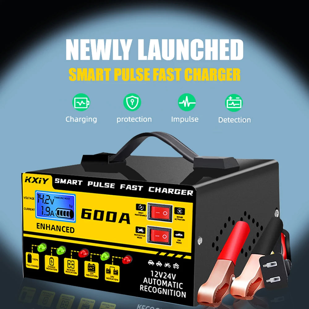 12V 24V 600A Intelligent LCD Auto Car Battery Charger Car Battery Charger Axl