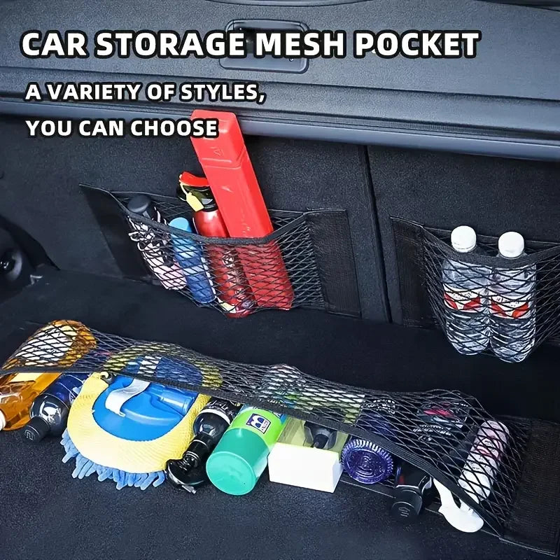 Black Mesh Car Trunk Organizer – Double-Layer Storage Box Car Trunk Organizer Axl