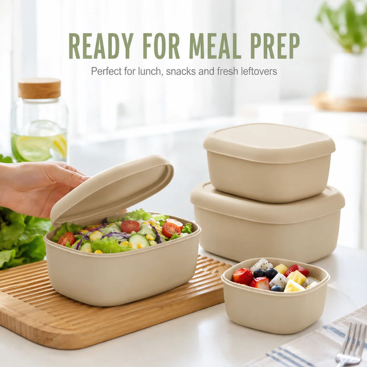 Silicone Bento Lunch Box Set of 3 – Nesting Food Containers Food Storage Set Axl