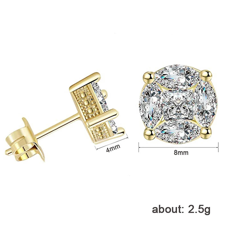 Huitan Cubic Zirconia Stud Earrings – Unisex Fashion Jewelry Stud Earrings Axl