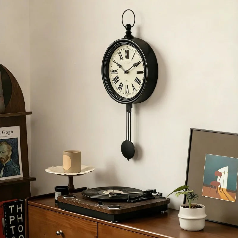 Vintage Pendulum Wall Clock – Silent Quartz, Minimalist Decor Pendulum Wall Clock Axl