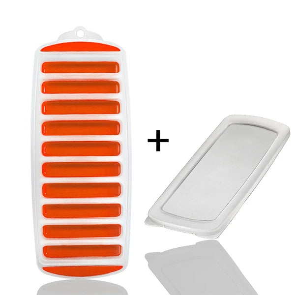 Silicone Ice Stick Tray with Lid – Fits Water & Sports Bottles Silicone Ice Tray Axl Orange