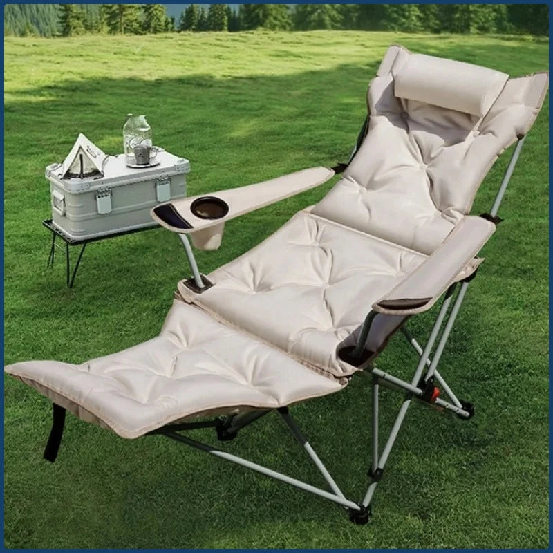 Folding Recliner Camping Chair – Cushioned & Adjustable Backrest Folding Camping Chair Axl