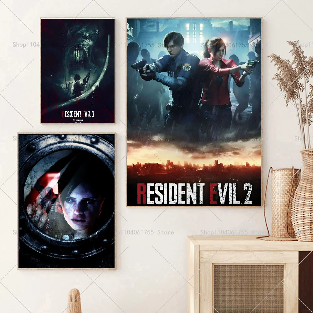Resident Evil Classic Game Poster – Waterproof Self-Adhesive Wall Art Wall Art Poster Axl
