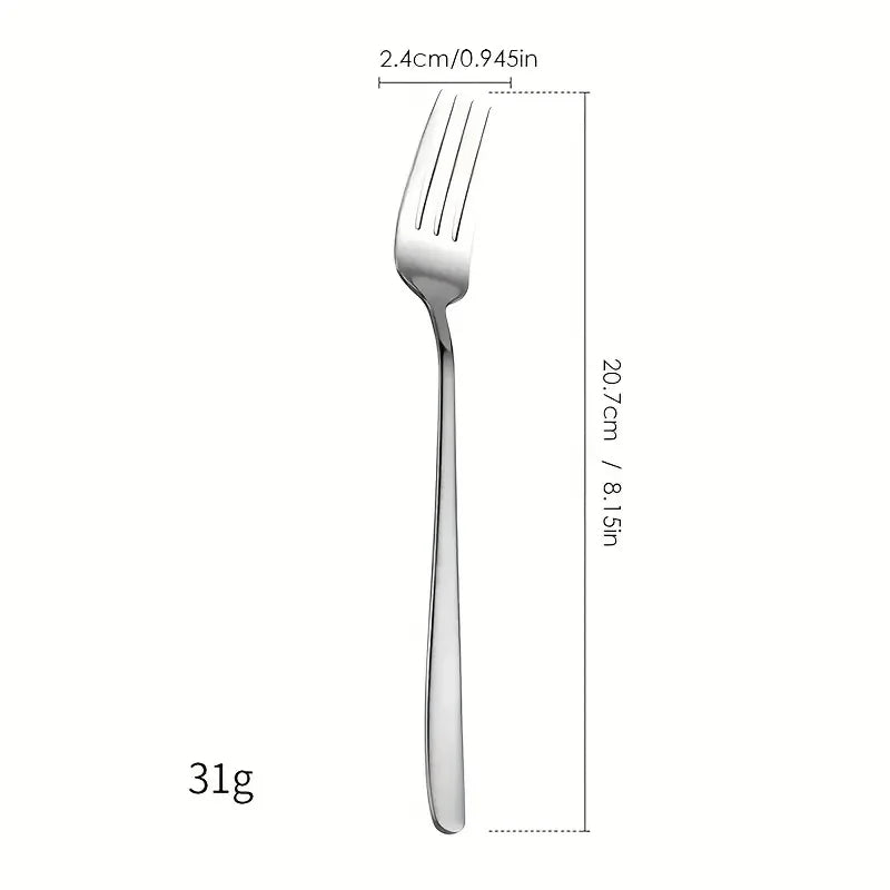 6-Piece Stainless Steel Cutlery Set – Long Handle Fork & Spoon Flatware Cutlery Set Axl