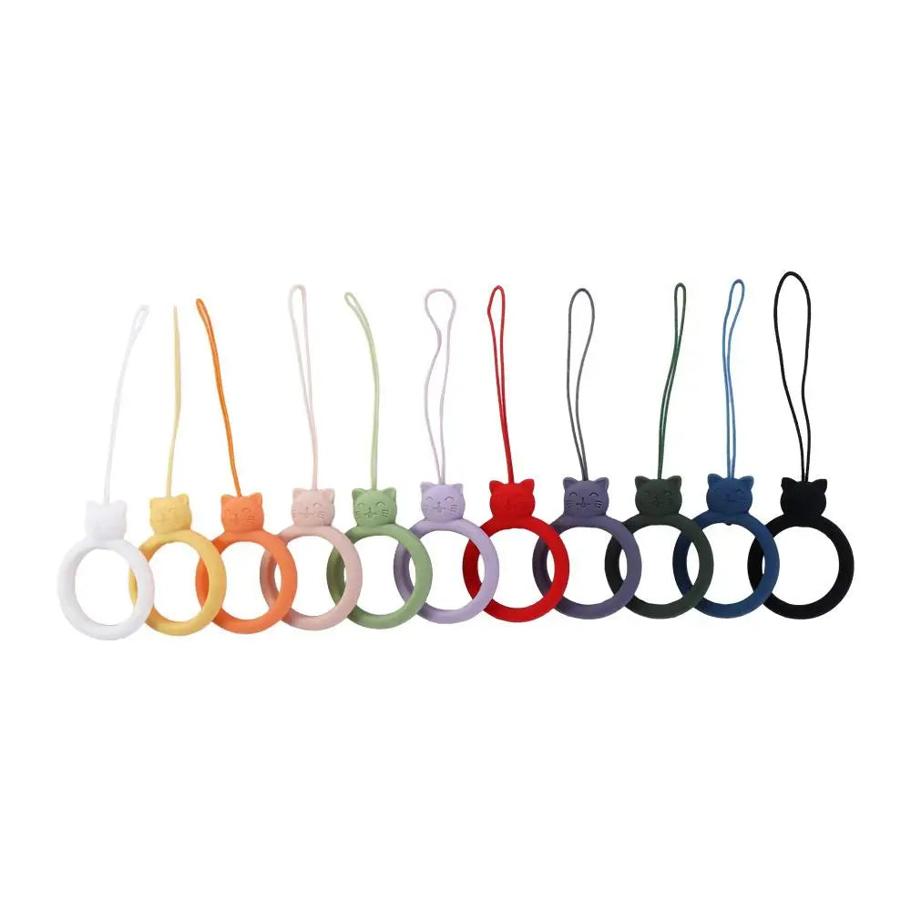Cute Cat Silicone Finger Ring Lanyard – Anti-Lost Phone Pendant Phone Ring Lanyard Axl