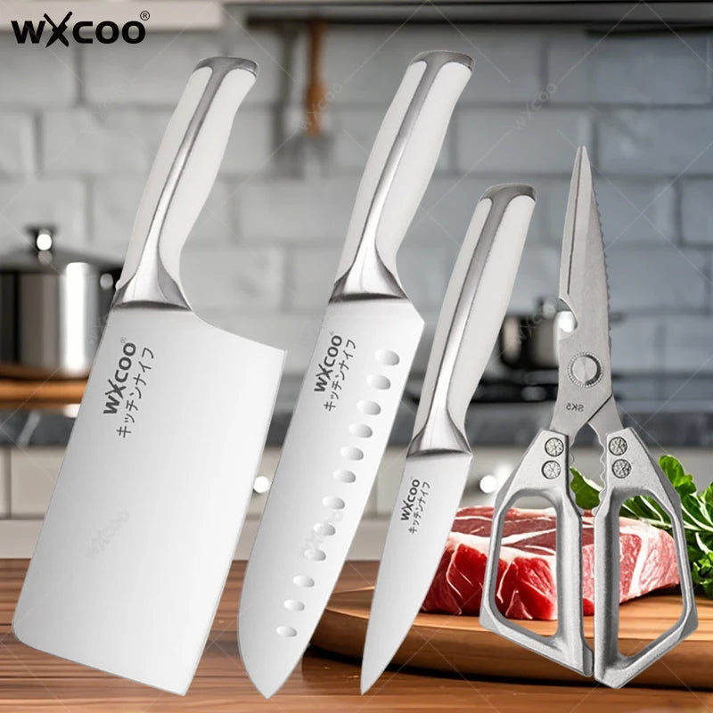 Stainless Steel Kitchen Knife Set – Santoku, Cleaver & Chef Kitchen Knife Set Axl