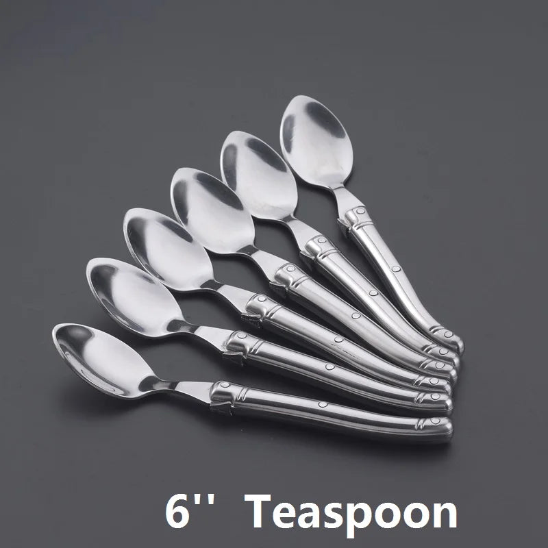 Laguiole Stainless Steel Cutlery Set 4–24 Pcs | Dishwasher Safe Flatware Cutlery Set Axl 6 Teaspoon set