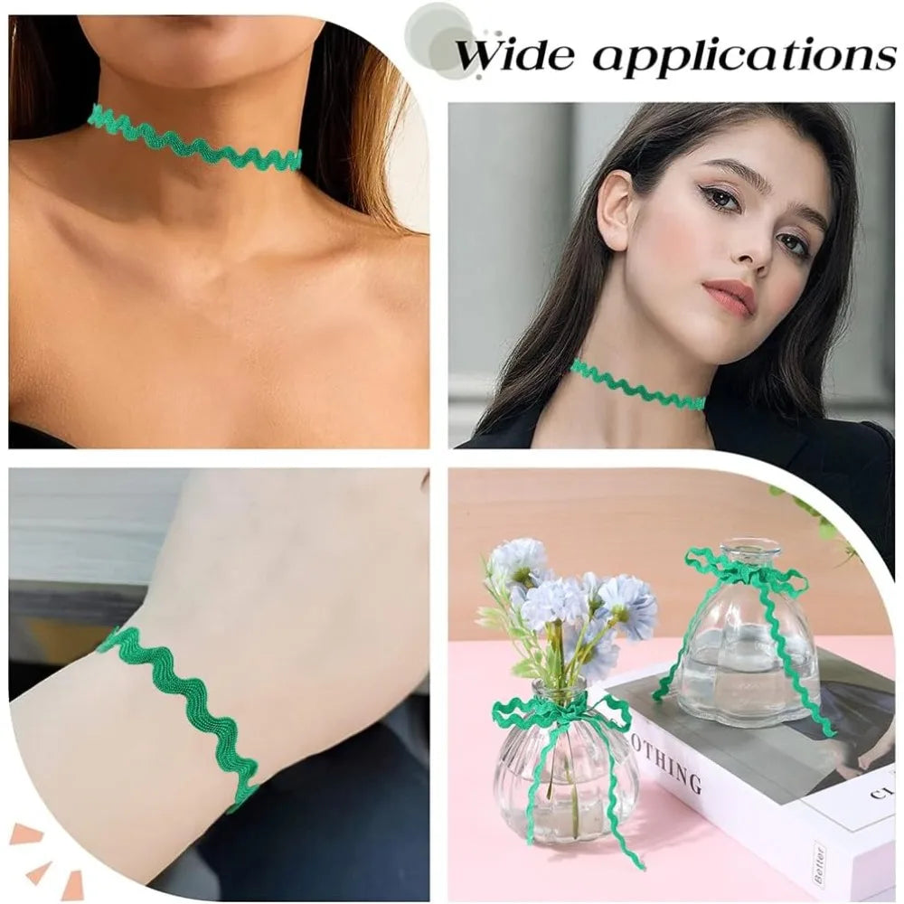 Green Ric Rac Trim Ribbon 5mm x 100m | Wave Fringe Sewing Sewing Trim Ribbon Axl