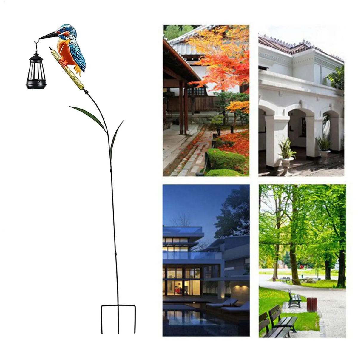 LED Solar Kingfisher Garden Statue – Waterproof Outdoor Bird Light Solar Garden Statue Axl