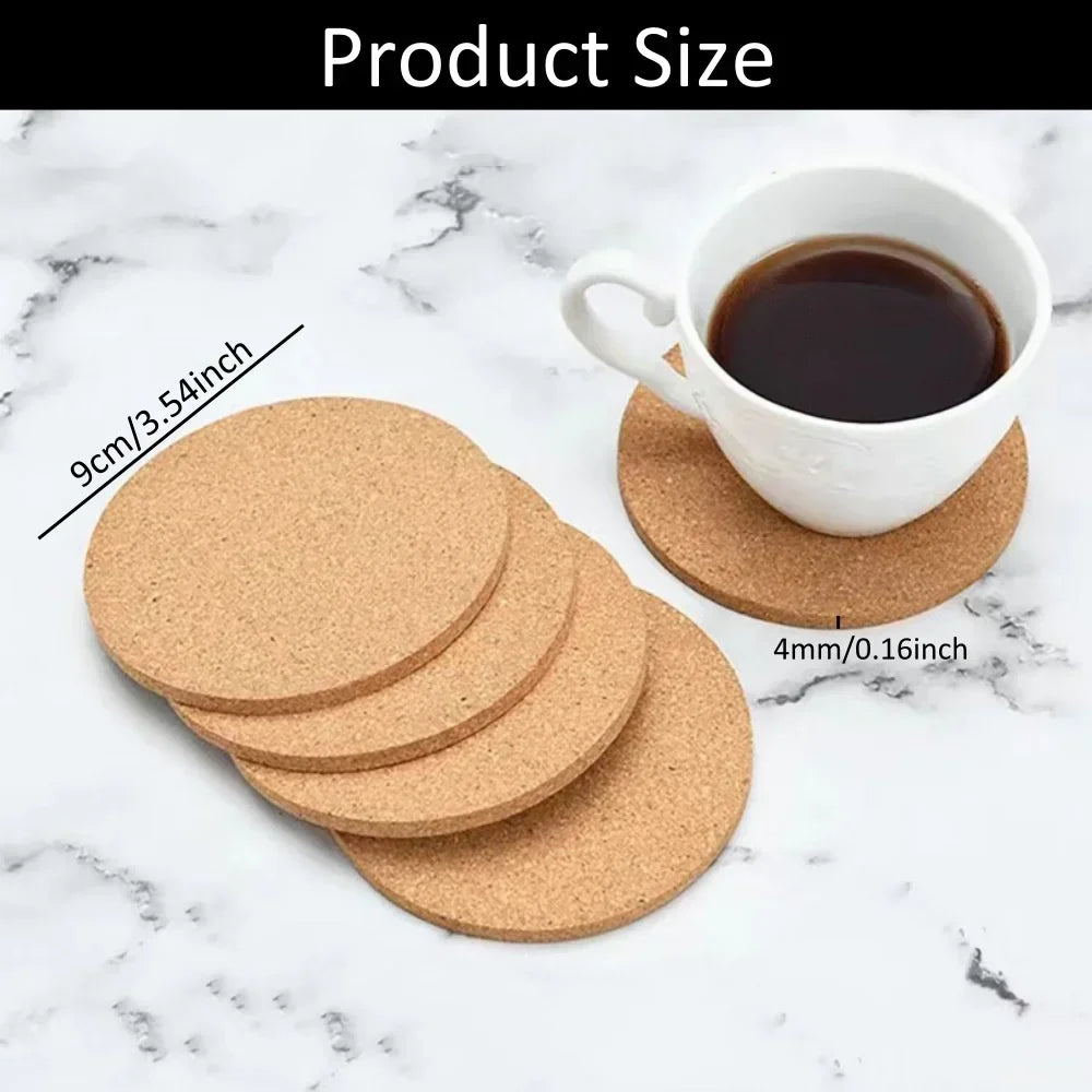 Round Cork Coasters – Heat-Resistant Drink Coasters Set of 2/4/6 Cork Drink Coasters Axl