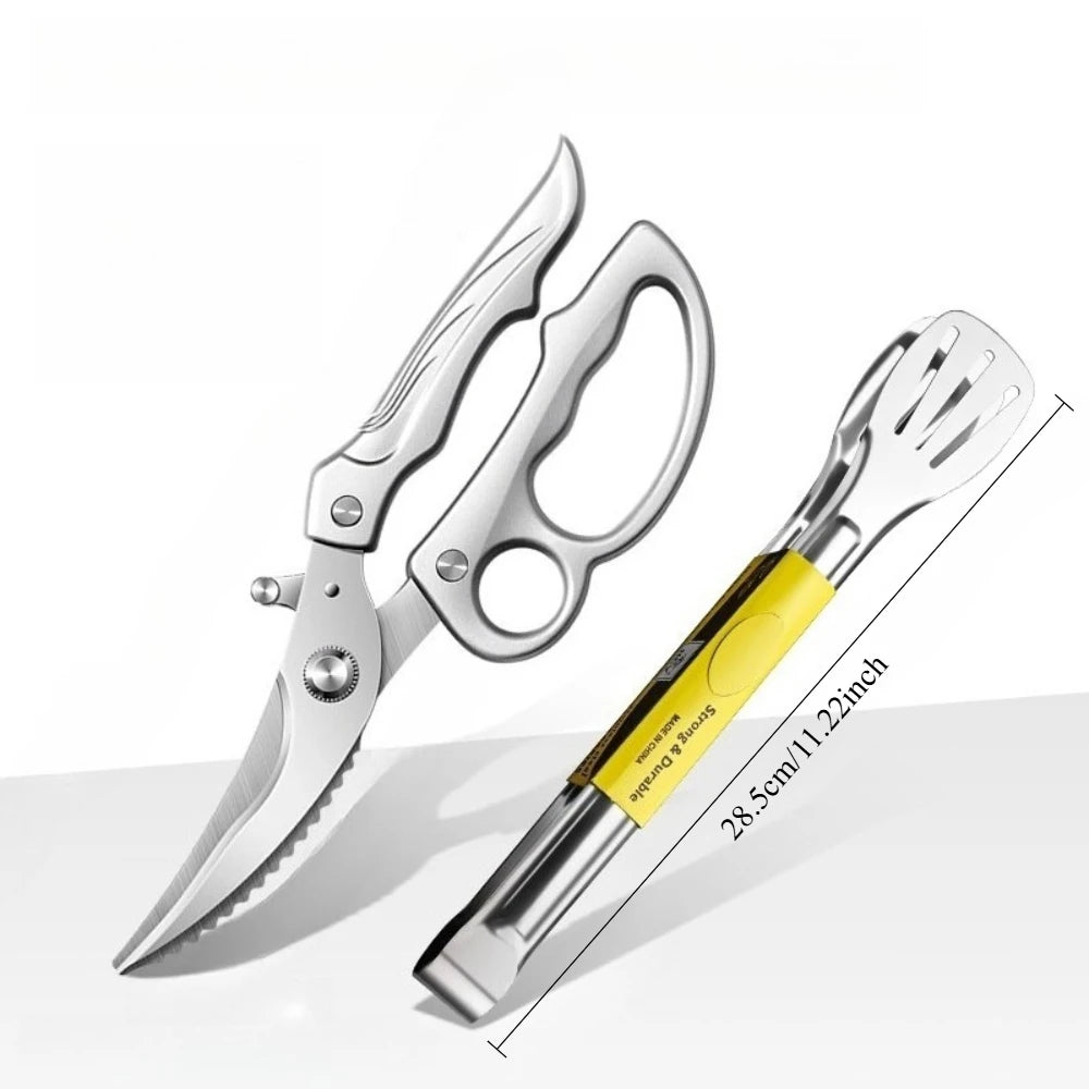 PLYS Heavy-Duty Kitchen Shears with Spring-Loaded Ejector Kitchen Shears Axl 2pcs A