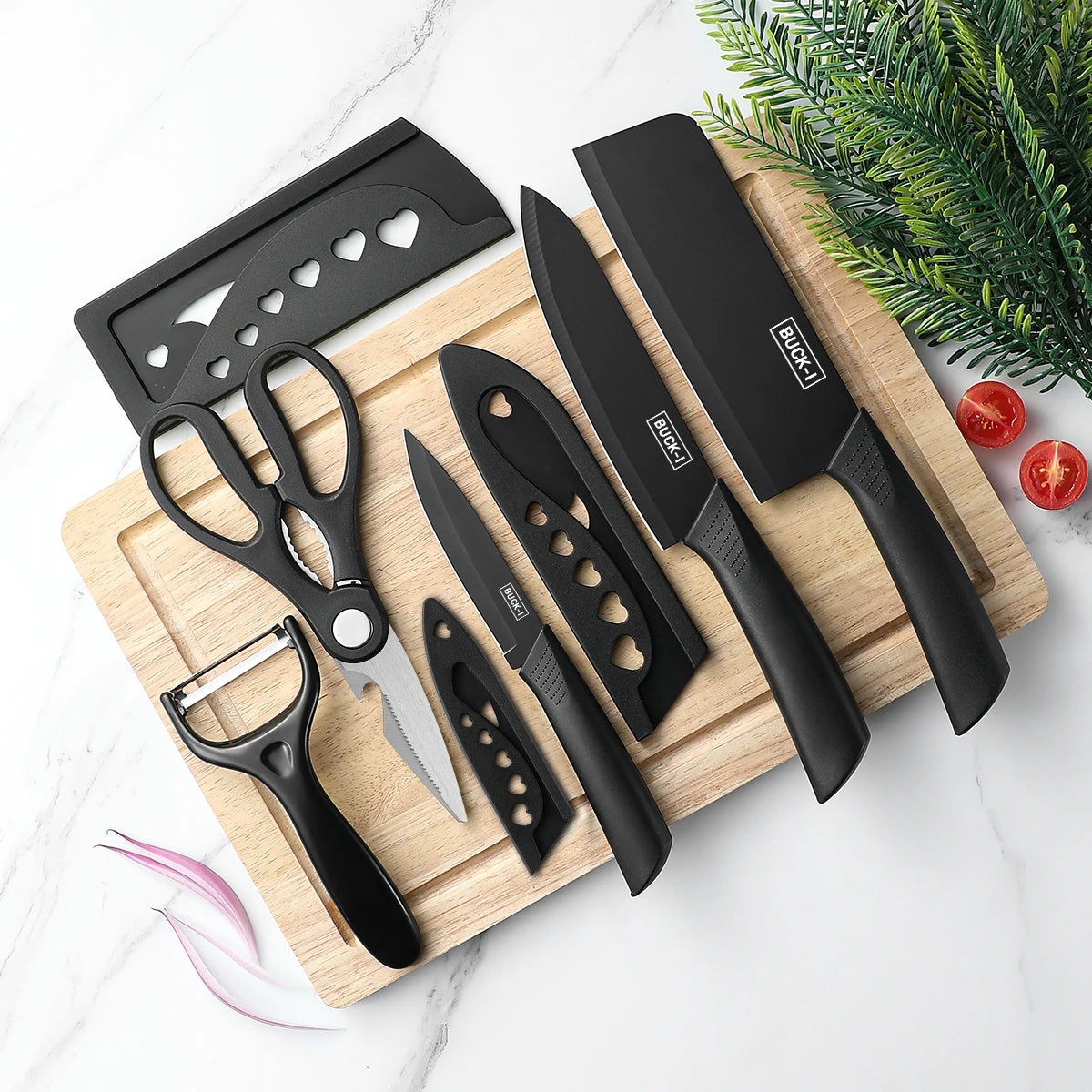 SHENJIU 3-5 Pc Black Stainless Steel Kitchen Knife Set Kitchen Knife Set Axl