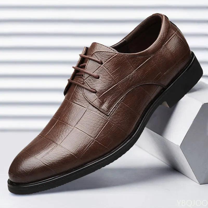 Men's Business Casual Leather Shoes – Soft Sole Lace-Up Men's Casual Shoes Axl