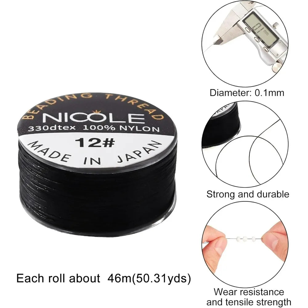 0.1mm Nylon Beading Thread 100 Yards – Black & White Cord Beading Thread Axl